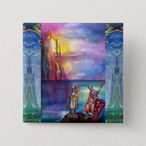 PENDRAGON Medieval KnightsLake SunsetFantasy Pinback Button