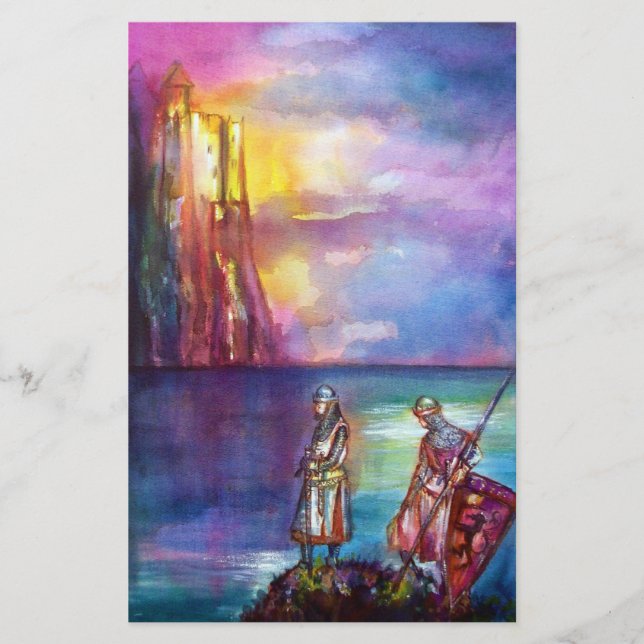 PENDRAGON Medieval Knights,Lake Sunset,Fantasy Stationery (Front)