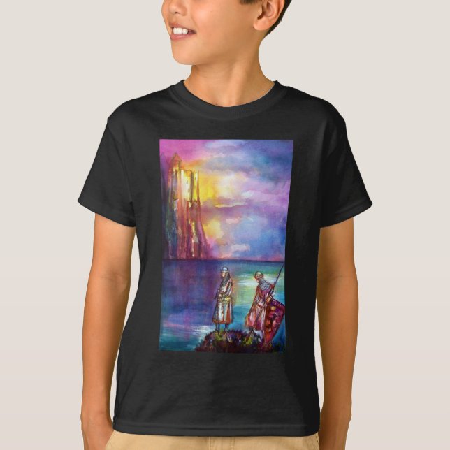 PENDRAGON Medieval Knights,Lake Sunset,Fantasy T-Shirt (Front)