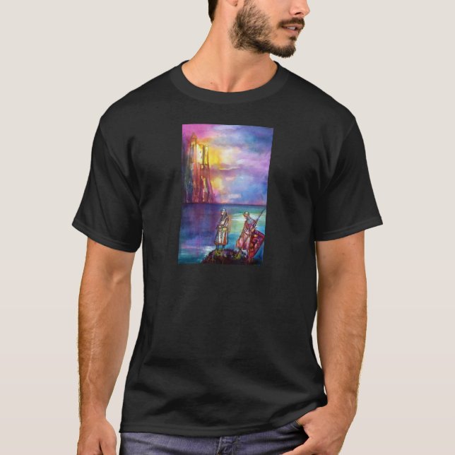 PENDRAGON Medieval Knights,Lake Sunset,Fantasy T-Shirt (Front)