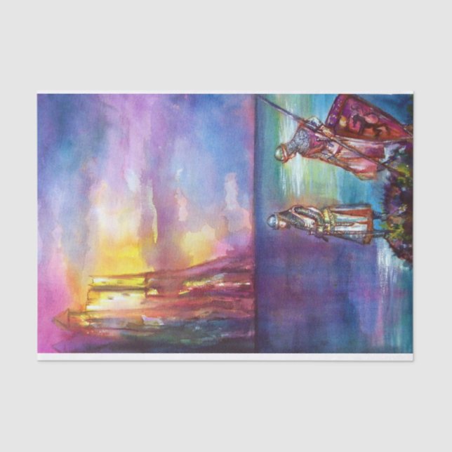PENDRAGON Medieval Knights,Lake Sunset,Fantasy Tissue Paper (Front)