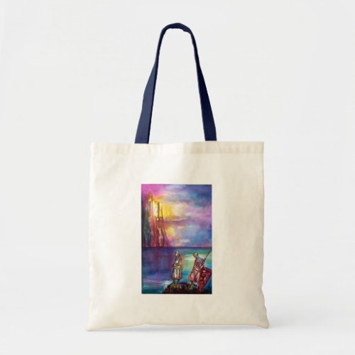 PENDRAGON Medieval KnightsLake SunsetFantasy Tote Bag