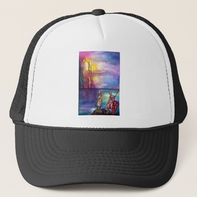 PENDRAGON Medieval Knights,Lake Sunset,Fantasy Trucker Hat (Front)