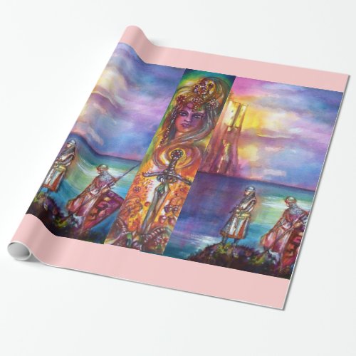 PENDRAGON Medieval KnightsLake SunsetFantasy Wrapping Paper