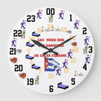 Pendule Humoristique des week end salsa Large Clock