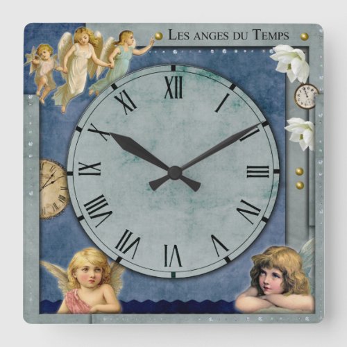 Pendule Les Anges du temps Square Wall Clock