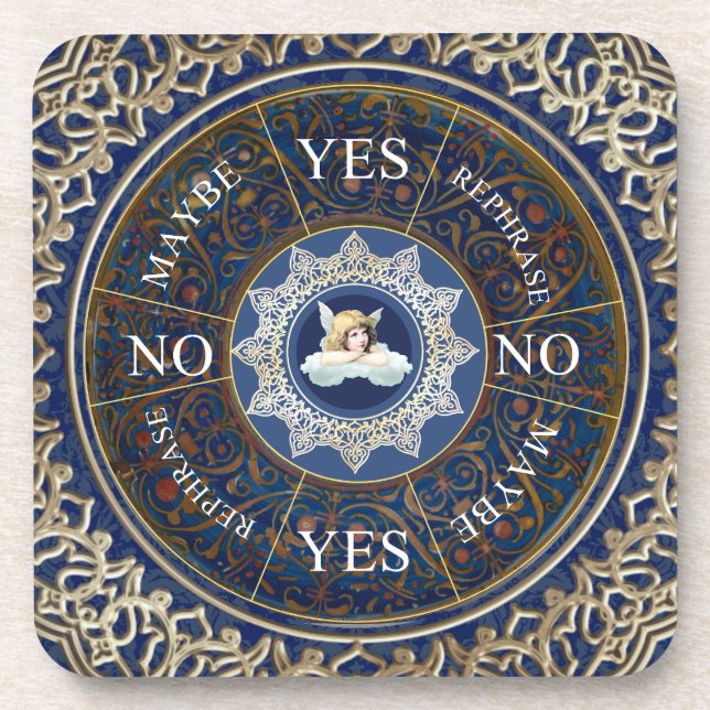 Pendulum Board Chart Divination Game Angel Blue Beverage Coaster (Front)