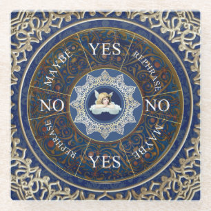 Pendulum Board Chart Divination Game Angel Blue Glass Coaster