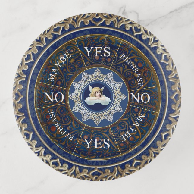 Pendulum Board Chart Divination Game Angel Blue Trinket Tray (Front)