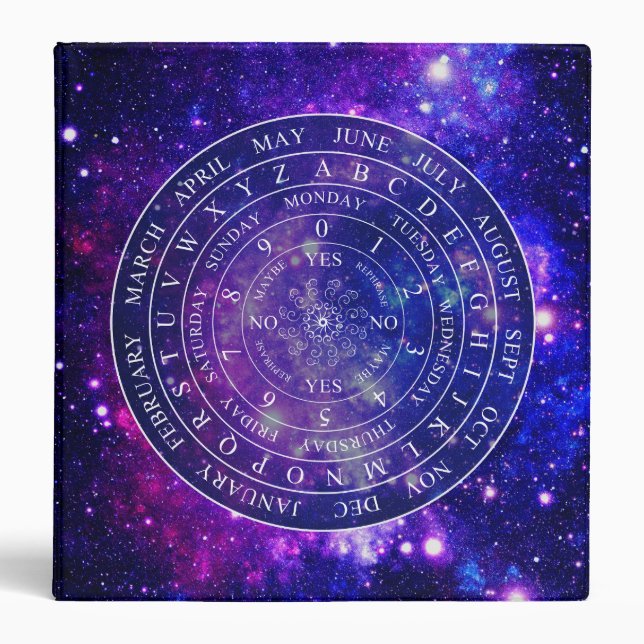 Pendulum Board Chart Divination Game Purple Space 3 Ring Binder (Front)