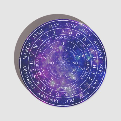 Pendulum Board Chart Divination Game Purple Space Car Magnet