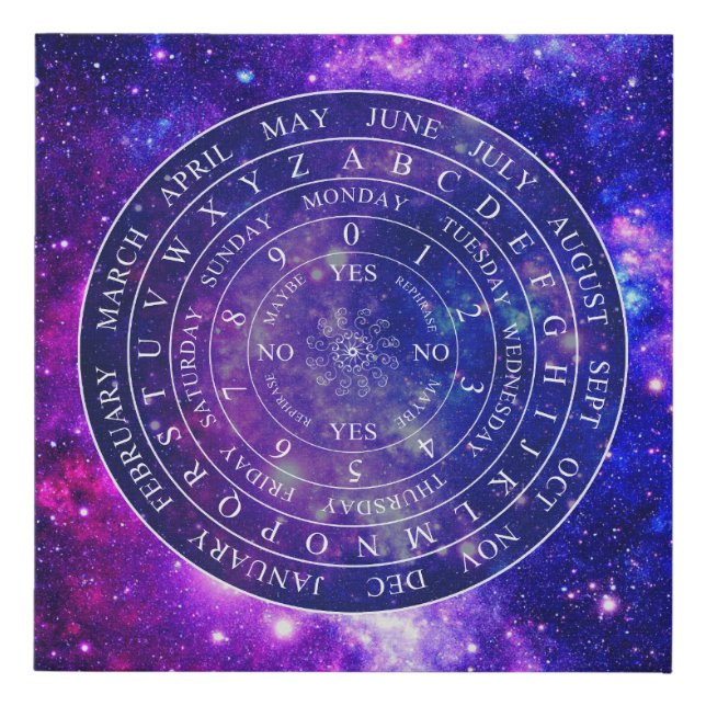 Pendulum Board Chart Divination Game Purple Space Faux Canvas Print (Front)