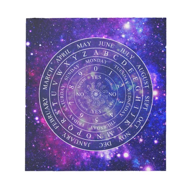 Pendulum Board Chart Divination Game Purple Space Notepad (Front)