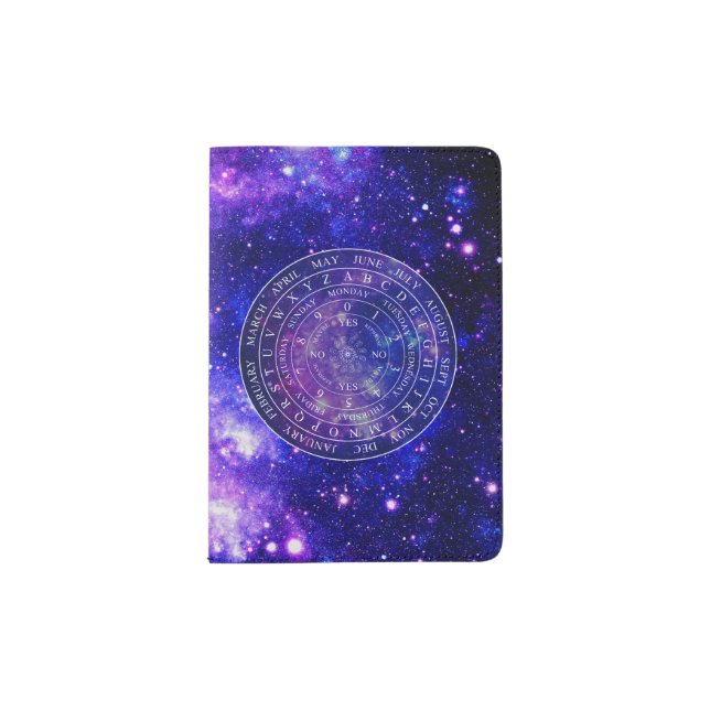 Pendulum Board Chart Divination Game Purple Space Passport Holder (Front)
