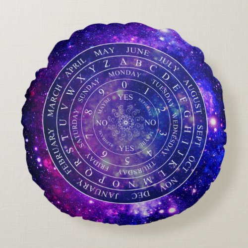 Pendulum Board Chart Divination Game Purple Space Round Pillow