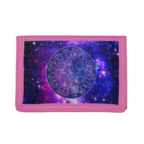 Pendulum Board Chart Divination Game Purple Space Trifold Wallet