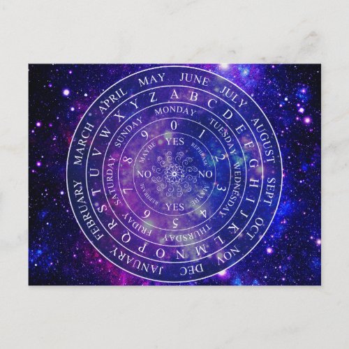 Pendulum Board Chart for Divination Game Purple Postcard