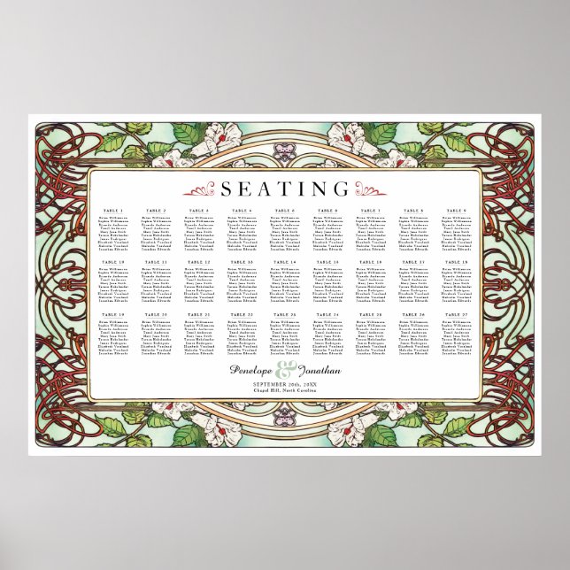 PENELOPE 01 A - Wedding Seating Chart - Large (Front)