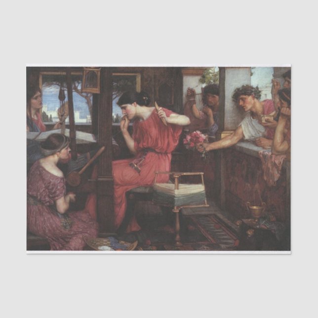 Penelope and the Suitors by J W Waterhouse - 1912 Tissue Paper (Front)