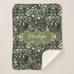 Penelope Dark Daisy Floral Sherpa Blanket