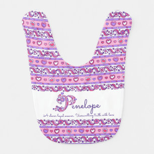 Penelope name meaning heart flower baby bib
