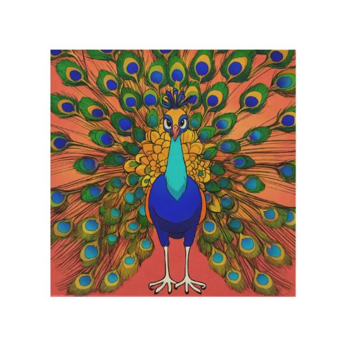 Penelope the Peacock Printed  Wood Wall Art