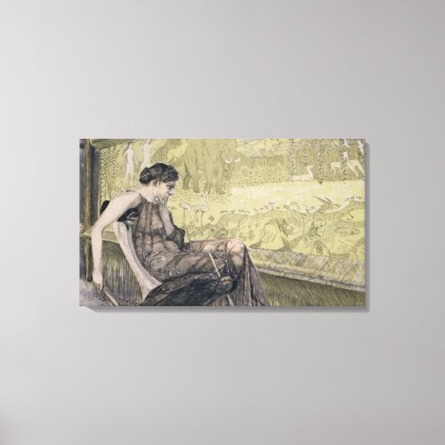 Penelope weaving a shroud for Laertes her father_i Canvas Print