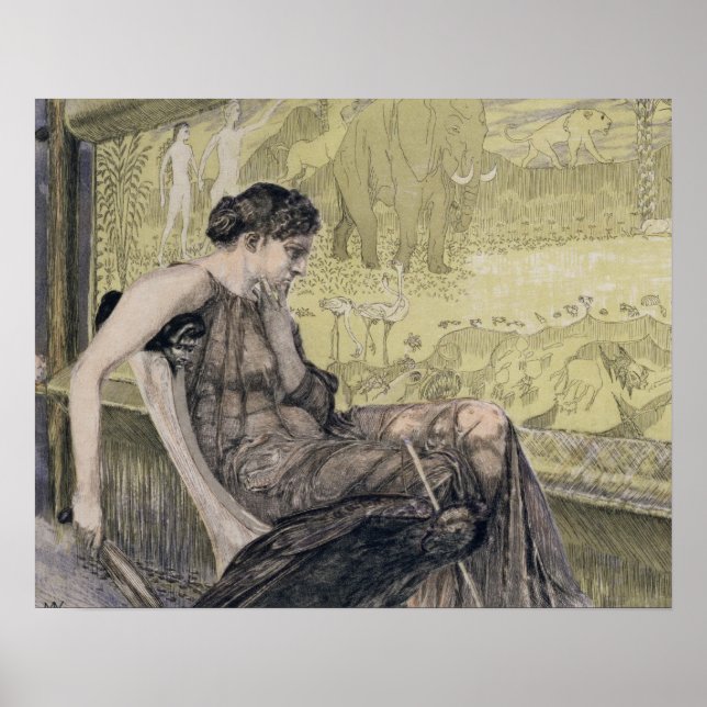 Penelope weaving a shroud for Laertes her father-i Poster (Front)