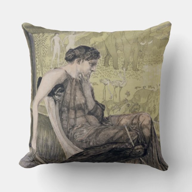 Penelope weaving a shroud for Laertes her father-i Throw Pillow (Front)