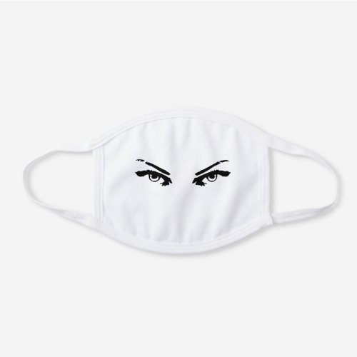 Penetrating Eyes of a Woman White Cotton Face Mask