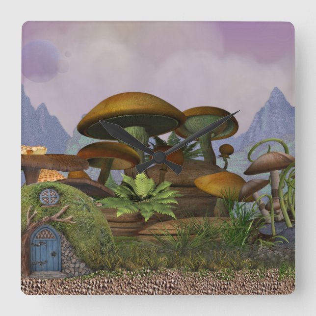 penfield mushroom plantation square wall clock (Front)