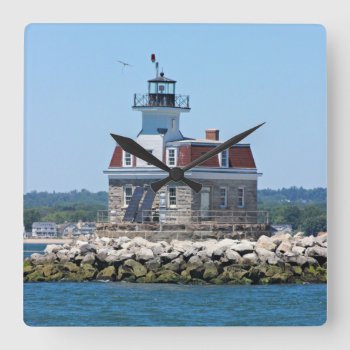 Penfield Reef Lighthouse  Ct Square Wall Clock by LighthouseGuy at Zazzle