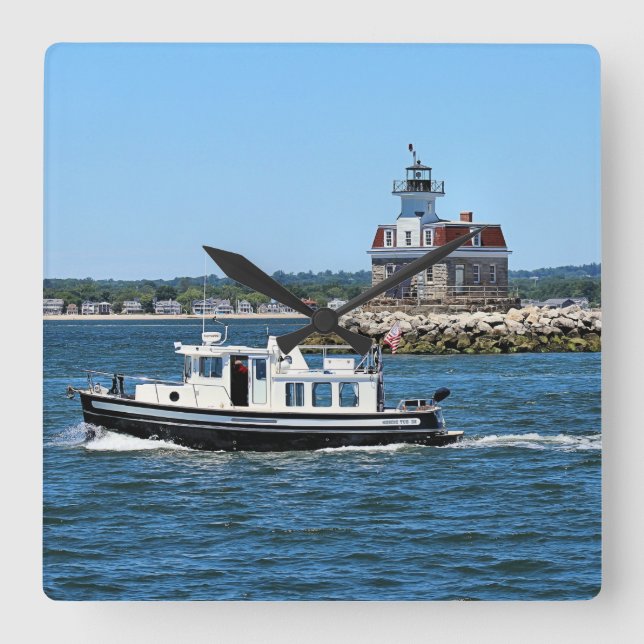 Penfield Reef Lighthouse, CT Square Wall Clock (Front)