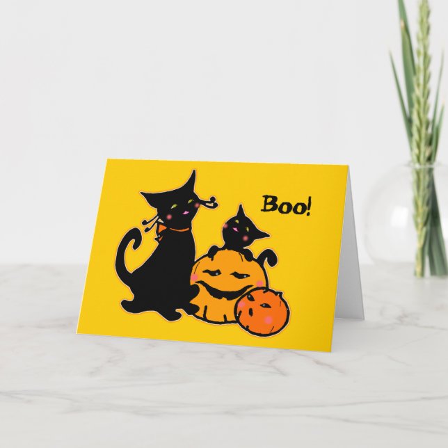PengiHoliday black cats greeting card (Front)