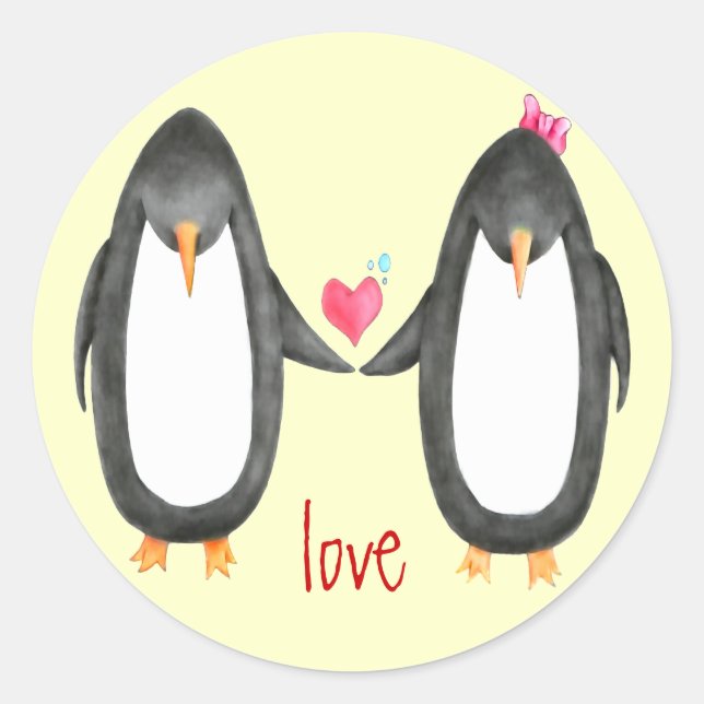 Pengin Luv Classic Round Sticker (Front)