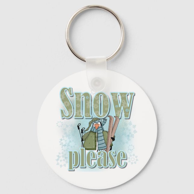 Pengin Ski Snow Please Keychain (Front)