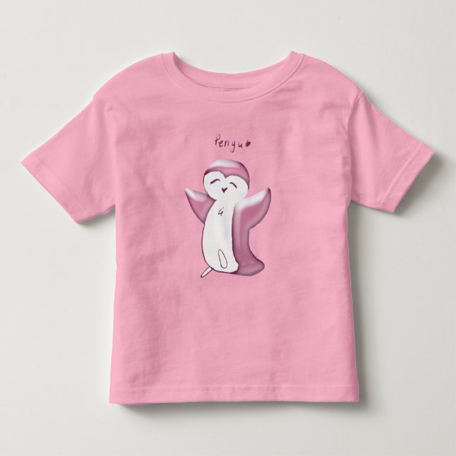 Pengu Happy Penguin(DustyRose) Toddler Tshirt (Front)