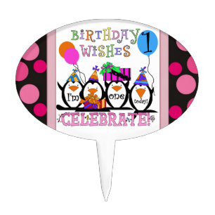 Penguin 1st Birthday Cake Topper