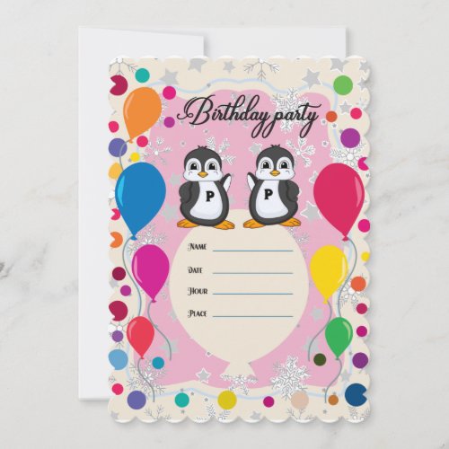 Penguin 1st Birthday invitations
