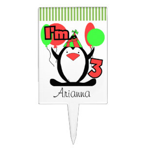 Penguin 3rd Birthday Cake Topper