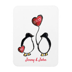 Penguin 40th ruby wedding anniversary magnet