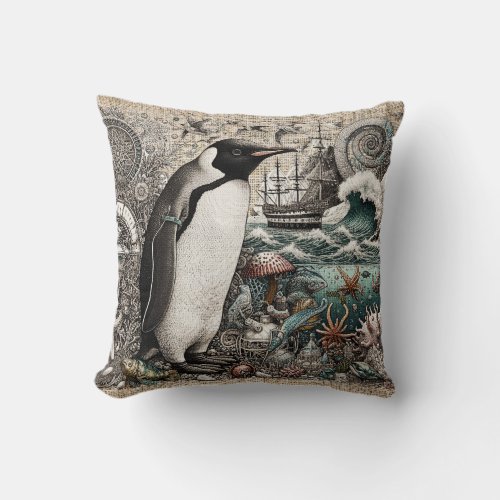 Penguin 4 throw pillow