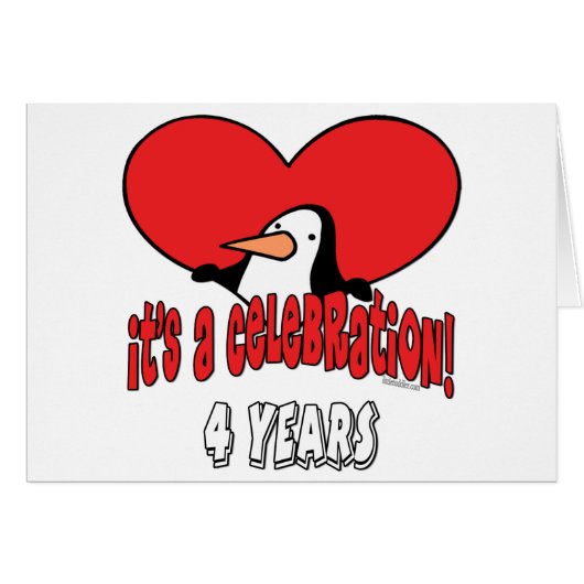 Penguin 4 Year Celebration Cards (Front Horizontal)