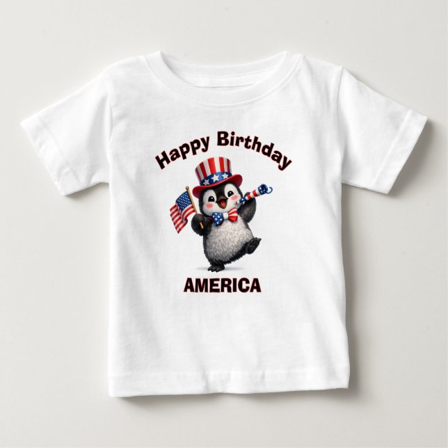 Penguin (4l) Patriotic Kid T-Shirt (Front)