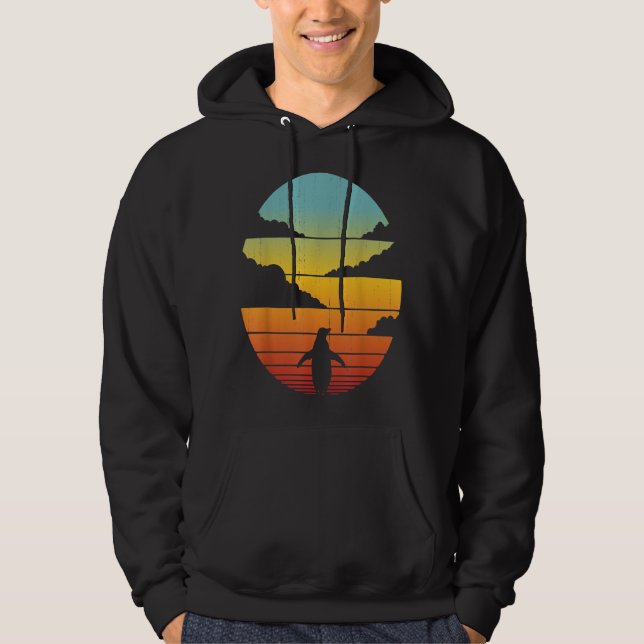 penguin   60s 70s men women gifts bird lover hoodie (Front)