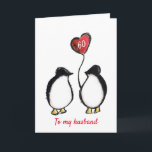Penguin 60th birthday or any age husband card<br><div class="desc">Personalized 60th birthday husband penguin card.
The perfect romantic and illustrated card for a wife to give her husband when he reaches sixty years old.
The messages on the front and inside can be customized as desired and the age shown can also be changed.</div>