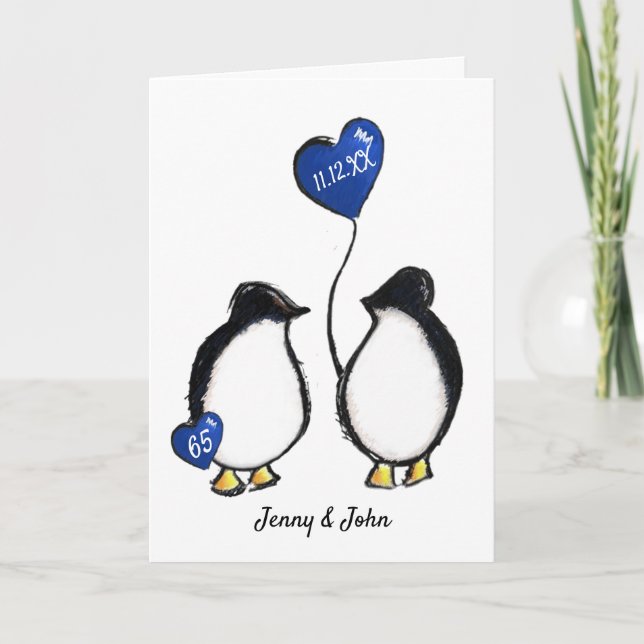 Penguin 65th sapphire wedding anniversary card (Front)