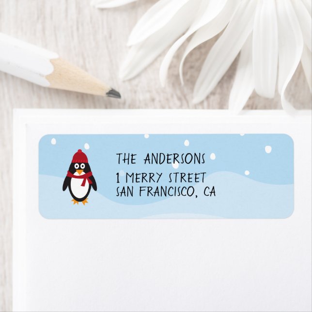 Penguin Address Labels for the Holidays Christmas (Insitu)