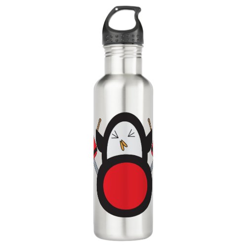 Penguin Adorable Drummer Stainless Steel Water Bottle