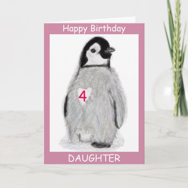PENGUIN AGE HEART CARD birthday etc personalize (Front)